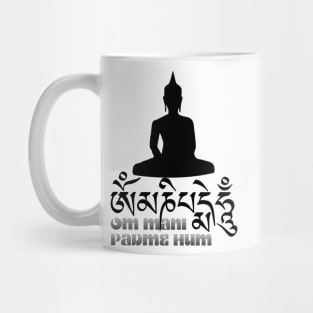 Tibetan Buddhist Mantra Om Mani Padme Hum with Buddha Mug